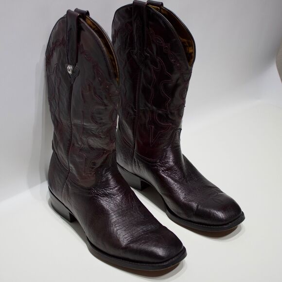 VTG Montana Genuine Ostrich Skin Western Boots Burgundy Brown Men 10.5EE X-Wide - Picture 12 of 16